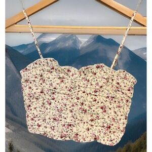 Polly Tube Top Women's 0 Cotton Floral Spaghetti Straps Back Zip Cottagecore Y2K